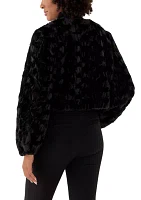 Women's Long Sleeve Crew Neck Faux Fur Shrug