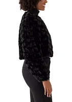 Women's Long Sleeve Crew Neck Faux Fur Shrug