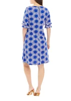 Women's Ruffle Sleeve Circle Print Shift Dress