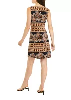 Women's Sleeveless Keyhole Neck Printed A-Line Dress