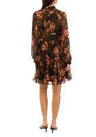 Women's Floral Printed Chiffon Babydoll Dress