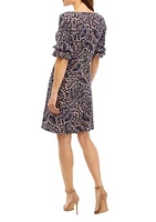 Women's Ruffle Bell Sleeve Floral A-Line Dress