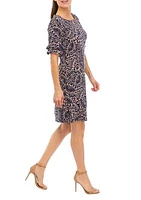 Women's Ruffle Bell Sleeve Floral A-Line Dress