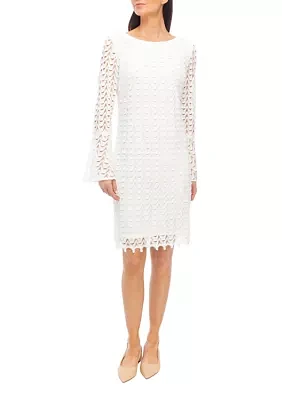 Women's Bell Sleeve Lace Sheath Dress