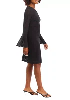 Women's Long Sleeve Crew Neck Solid Lace Sheath Dress