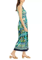 Women's Sleeveless Halter Neck Printed Maxi Dress