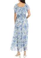 Women's Off the Shoulder Floral Printed Maxi Dress