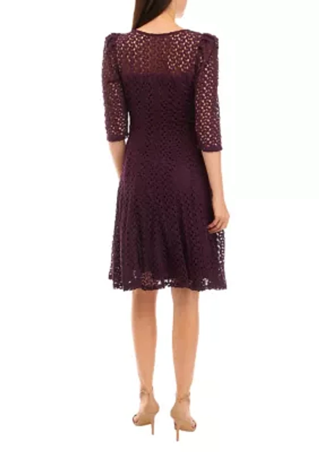 Chris McLaughlin Women's 3/4 Sleeve Solid Lace Fit and Flare Dress | The  Summit