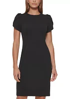 Women's Puff Sleeve Scuba Shift Dress