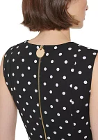 Women's Sleeveless Round Neck Dot Print Fit & Flare Dress