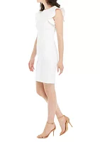 Women's Ruffle Sleeve Solid Sheath Dress