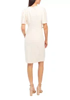 Women's Short Flare Sleeve Round Neck Solid Sheath Dress