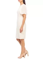 Women's Short Flare Sleeve Round Neck Solid Sheath Dress