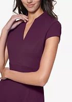 Women's Cap Sleeve V-Neck Solid Sheath Dress