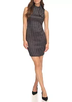 Women's Sleeveless Printed Solid Sheath Dress