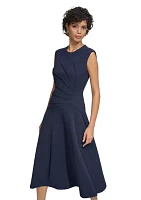 Women's Sleeveless Side Ruched Solid Dress