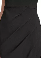 Women's Sleeveless Square Neck Crepe Sheath Dress