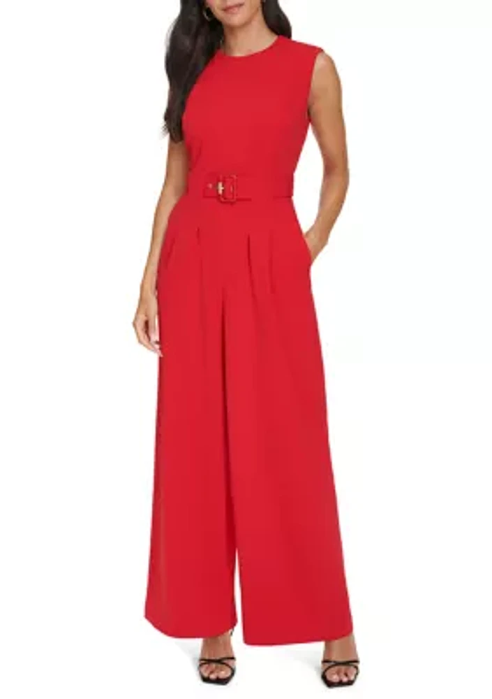 Women's Sleeveless Crew Neck Solid Fashion Jumpsuit