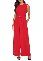 Women's Sleeveless Crew Neck Solid Fashion Jumpsuit