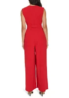 Women's Sleeveless Crew Neck Solid Fashion Jumpsuit