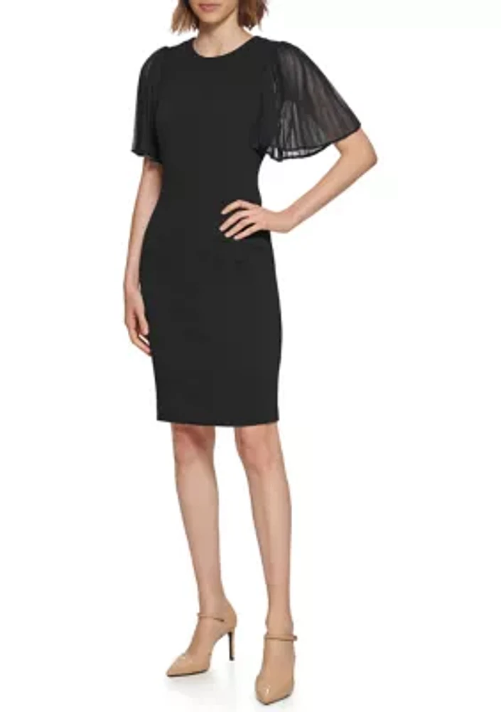 Women's Crew Neck Solid Sheath Dress