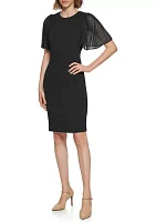 Women's Crew Neck Solid Sheath Dress