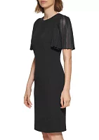 Women's Crew Neck Solid Sheath Dress