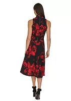 Women's Sleeveless Halter Neck Printed A-Line Dress