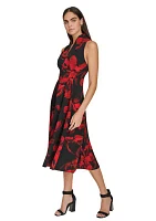 Women's Sleeveless Halter Neck Printed A-Line Dress