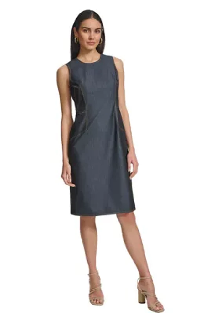 Women's Sleeveless Scuba Crepe Sheath Dress