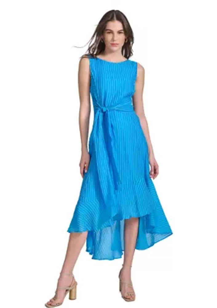 Women's Sleeveless Halter Knit Fit and Flare Dress