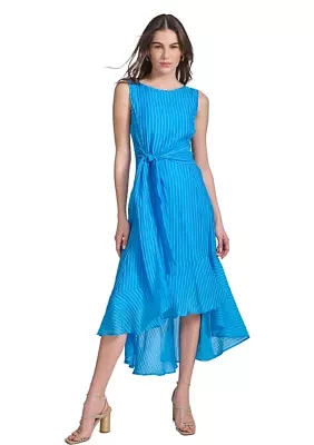 Women's Sleeveless Halter Knit Fit and Flare Dress