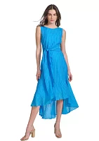 Women's Sleeveless Halter Knit Fit and Flare Dress