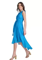 Women's Sleeveless Halter Knit Fit and Flare Dress