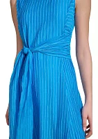 Women's Sleeveless Halter Knit Fit and Flare Dress