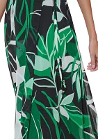 Women's Sleeveless Palm Print Midi Dress