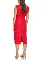 Women's Sleeveless Solid Brocade Sheath Dress