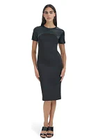 Women's Solid Faux Leather Sheath Dress