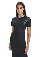 Women's Solid Faux Leather Sheath Dress