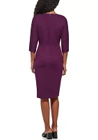 Women's 3/4 Sleeve Solid Sheath Dress