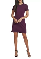 Women's Short Sleeve Crew Neck Solid Pocket Sheath Dress