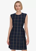 Women's Sleeveless Geometric Print Fit and Flare Dress