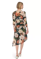 Women's Floral Print Mesh Sheath Dress