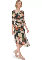 Women's Floral Print Mesh Sheath Dress