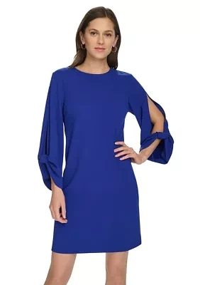 Women's 3/4 Sleeve Crew Neck Sheath Dress