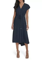 Women's Cap Sleeve V-Neck Fit and Flare Dress