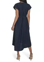 Women's Cap Sleeve V-Neck Fit and Flare Dress