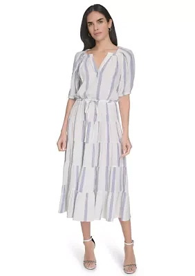 Women's Stripe Printed Fit and Flare Dress