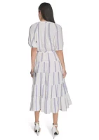 Women's Stripe Printed Fit and Flare Dress