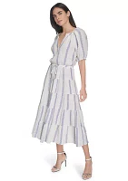 Women's Stripe Printed Fit and Flare Dress